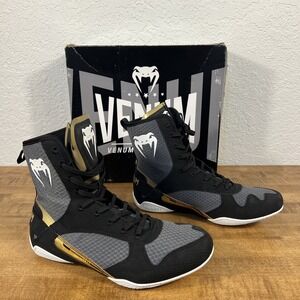 Venus Elite Boxing Shoes Black White Gold Size 11 Eur 44.5 Venum 03681